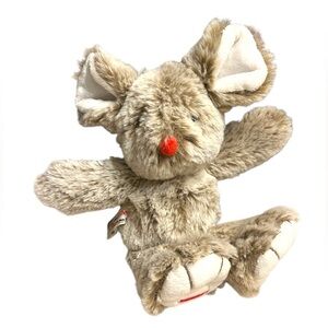 Rouge Kaloo Brown Mouse Red Nose 8”Plush Stuffed Animal Rare